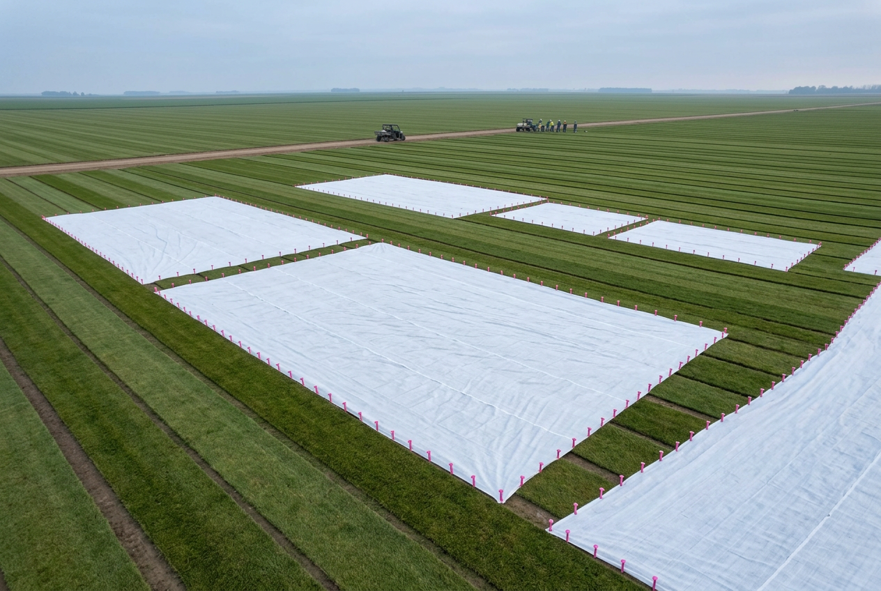 Sod Farms protected by Evergreen turf covers